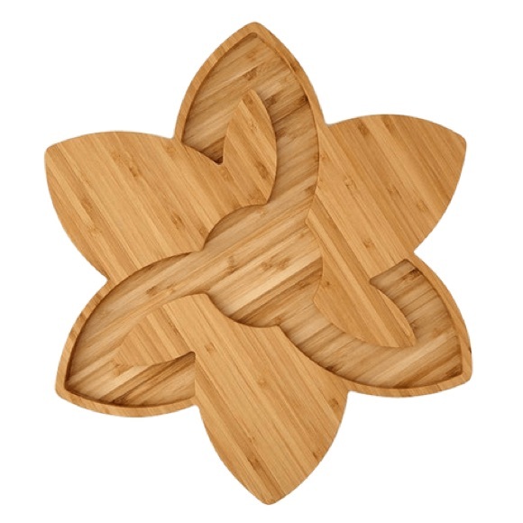 🆕 Allgoods Flower Bamboo Cheese Board Charcuterie Platter Floral Design Tray - Picture 2 of 3